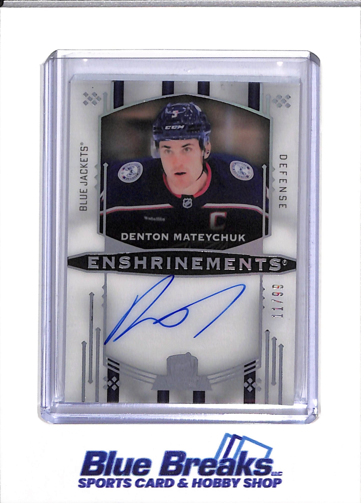 2024-25 Upper Deck - Enshrinements - Silver - Auto - Denton Mateychuk - 11/99 - #E-DM - Ice Hockey - Blue Jackets - drop