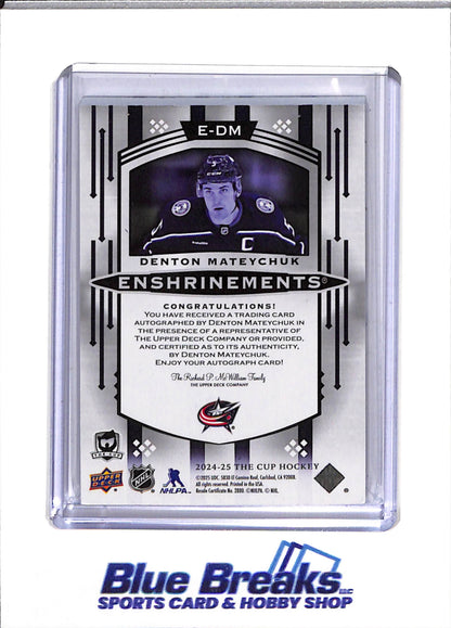 2024-25 Upper Deck - Enshrinements - Silver - Auto - Denton Mateychuk - 11/99 - #E-DM - Ice Hockey - Blue Jackets - drop