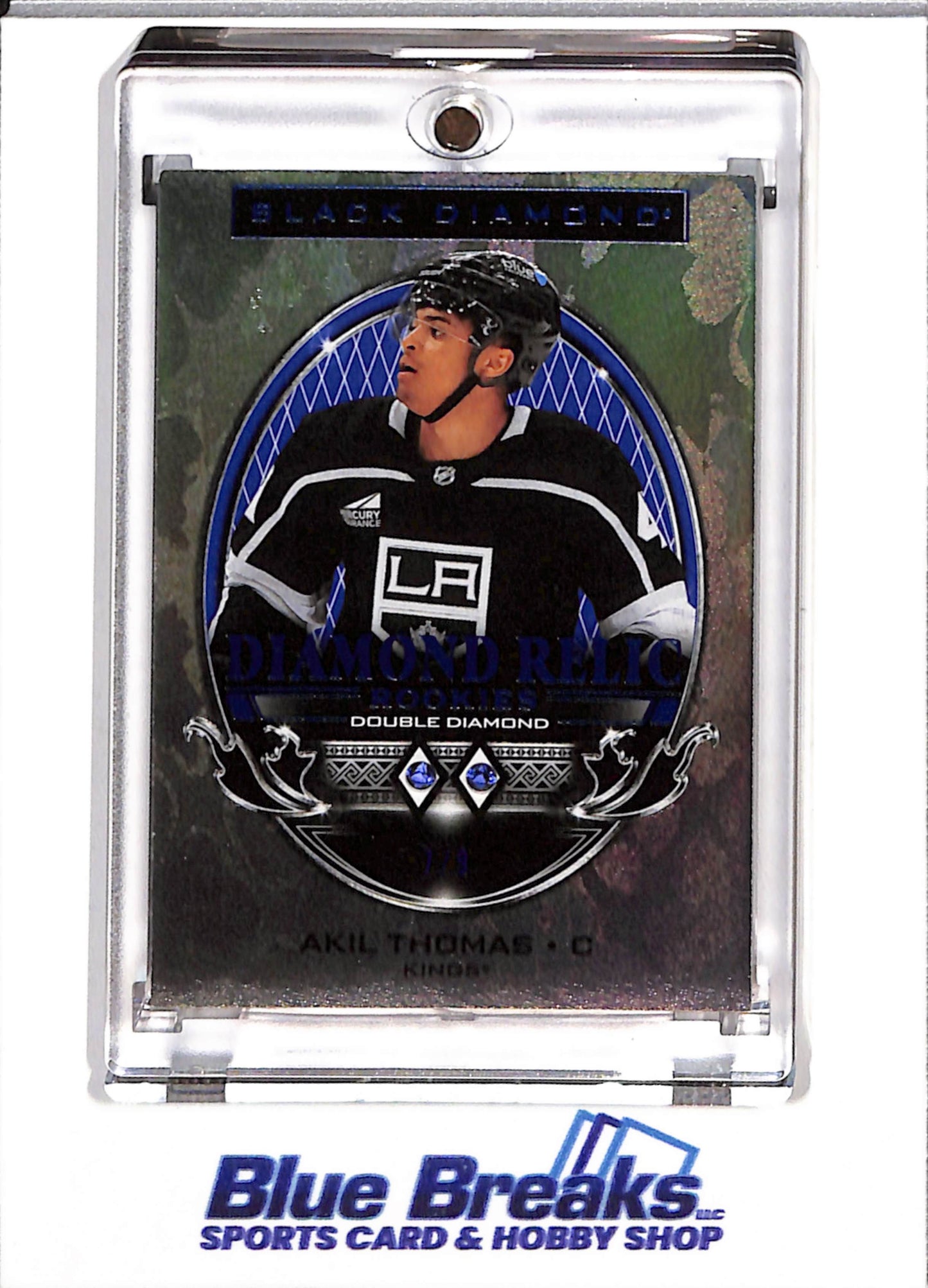 2024-25 Upper Deck - Black Diamond - Diamond Relic - Double Diamond - Silver Foil - Akil Thomas - 7/9 - #BDR-AT - Ice Hockey - Kings - drop