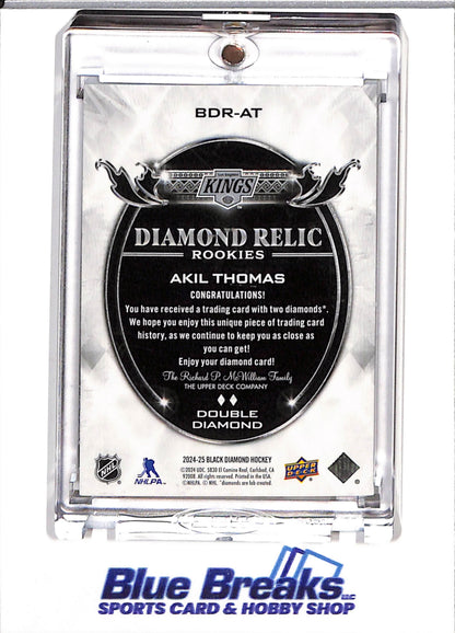 2024-25 Upper Deck - Black Diamond - Diamond Relic - Double Diamond - Silver Foil - Akil Thomas - 7/9 - #BDR-AT - Ice Hockey - Kings - drop