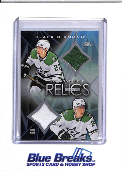 2024-25 Upper Deck - Black Diamonds - Diamond Mine Relics Dual - Jason Robertson and Roope Hintz - #DMDR-RH - Ice Hockey - Stars - drop
