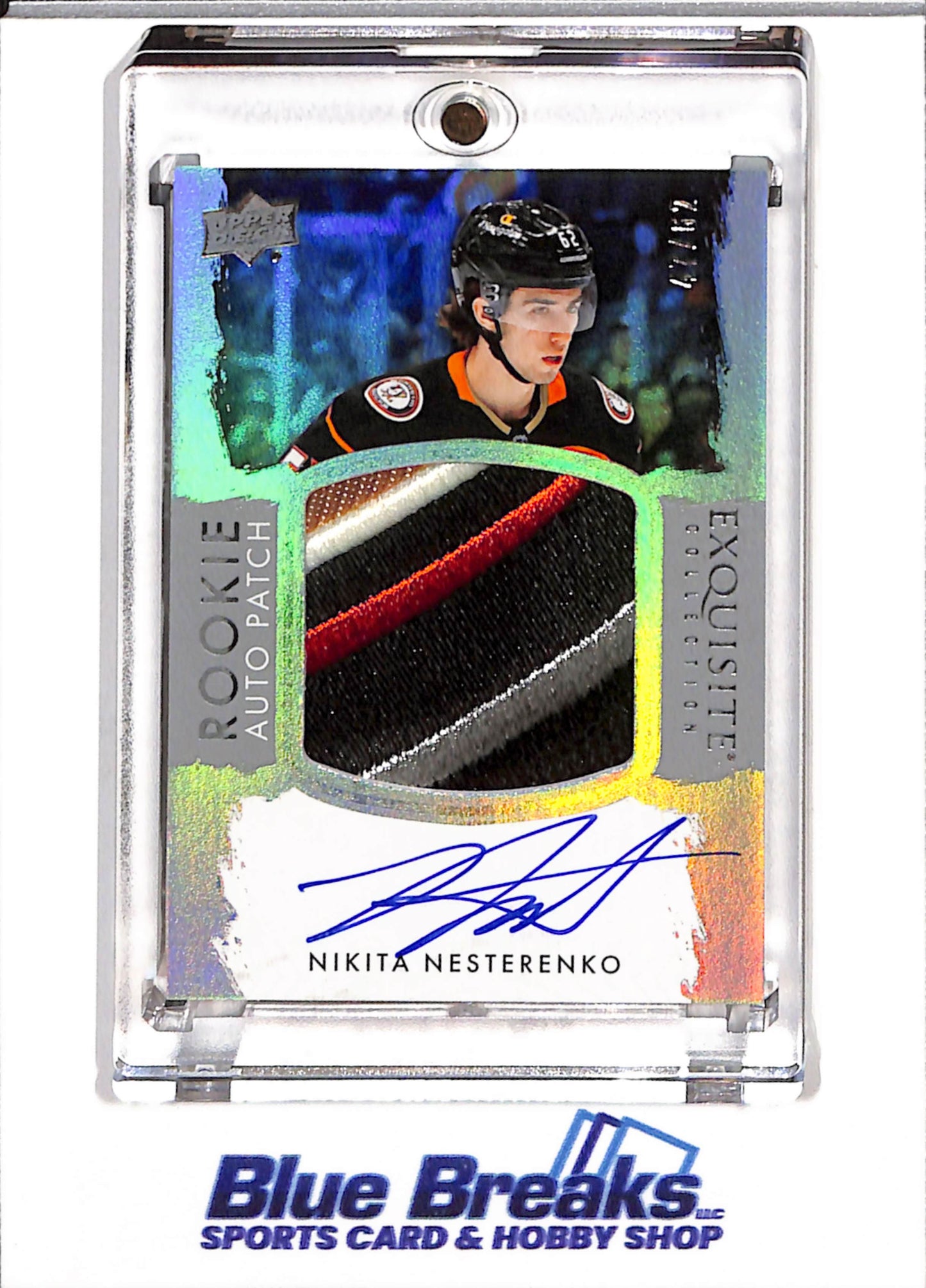 2023-24 Upper Deck - Exquisite Collection - Rookie Auto Patch - Nikita Nesterenko - 47/62 - #EC-NN - Ice Hockey - Ducks - drop