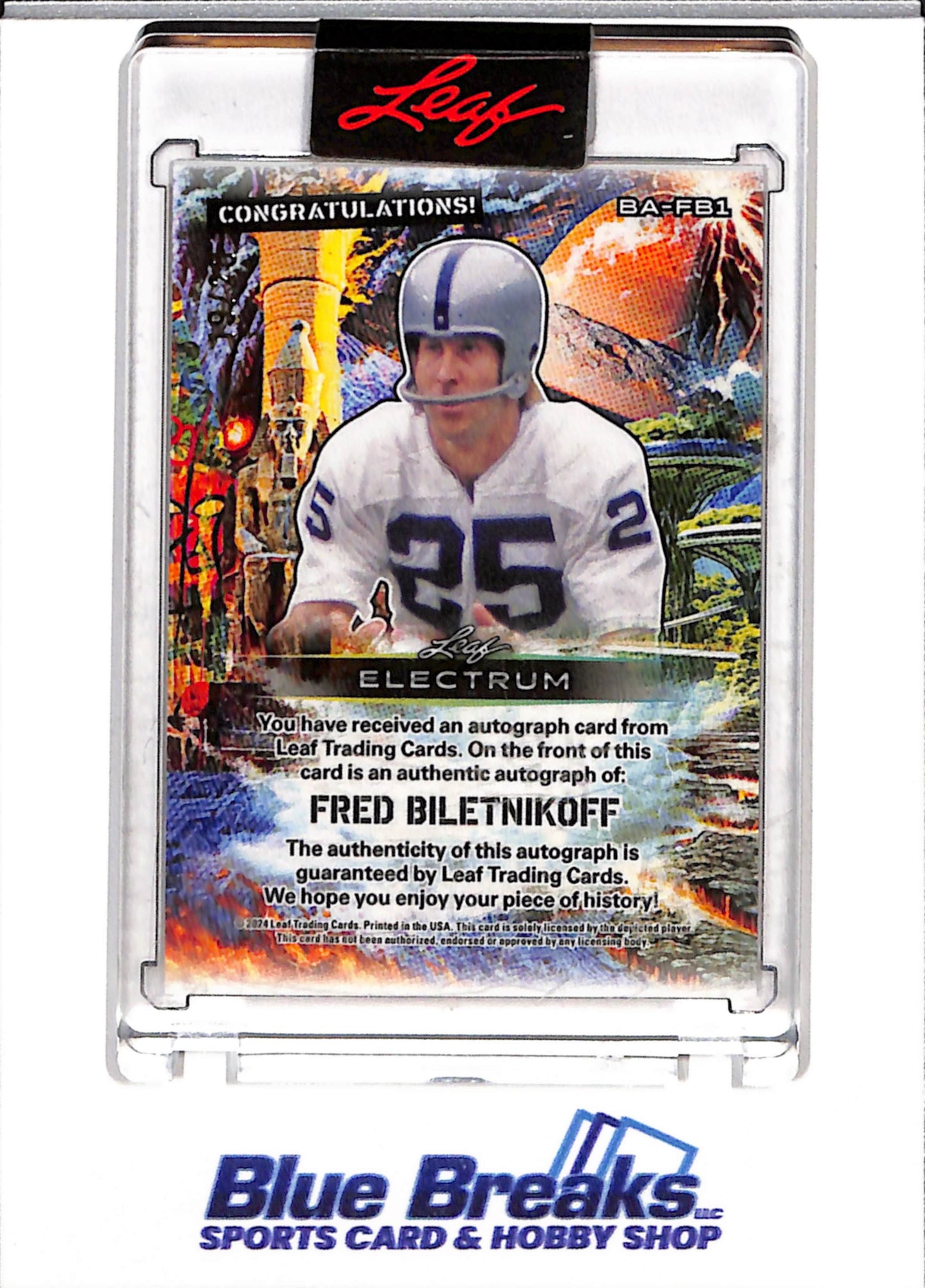 2024 Leaf - Electrum - Orange Foil Auto - Fred Biletnikoff - 19/20 - #BA-FB1 - Football - Raiders - drop