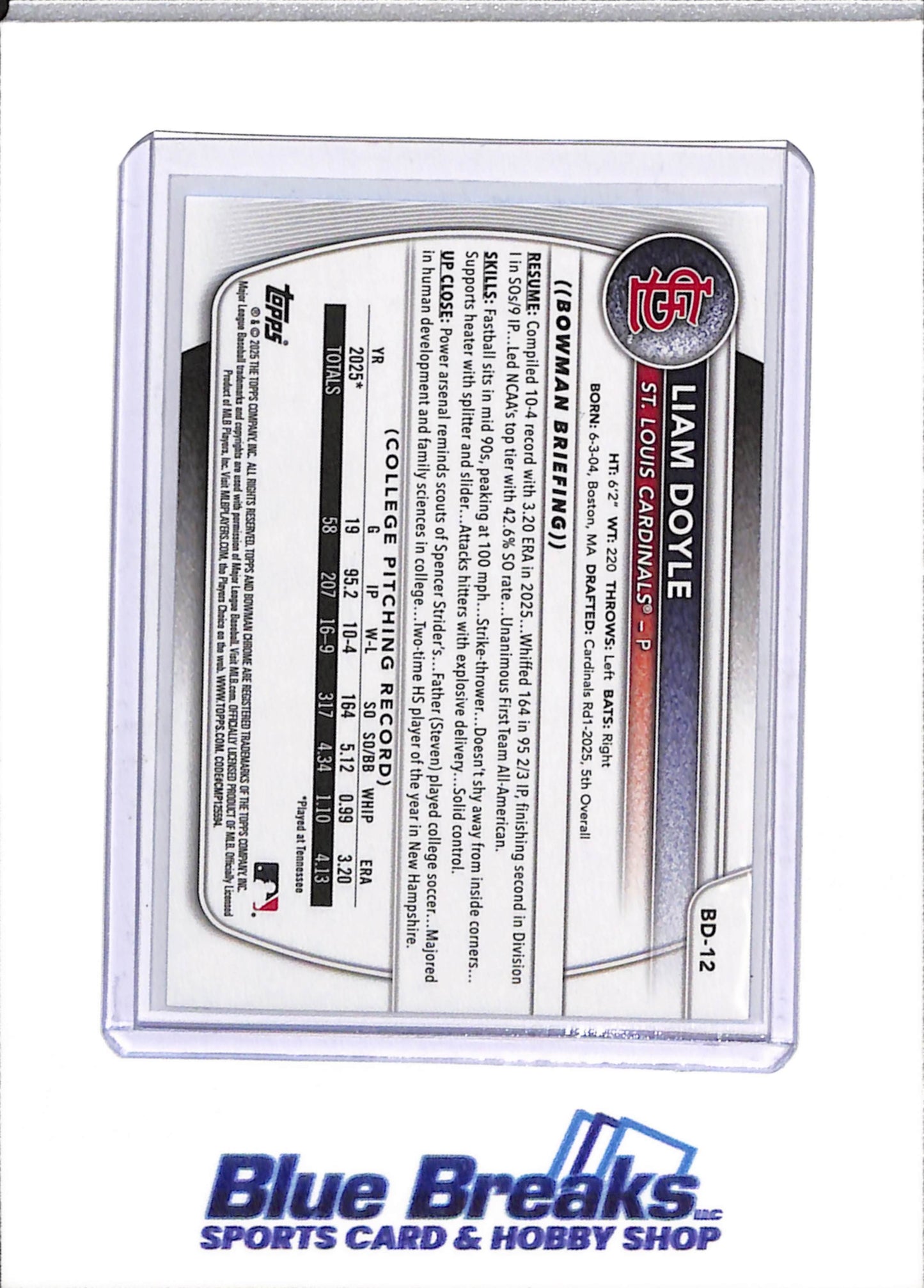 2025 Topps - 1st Bowman - Prospects - Laim Doyle - 358/499 - #BD-12 - Baseball - Cardinals - drop