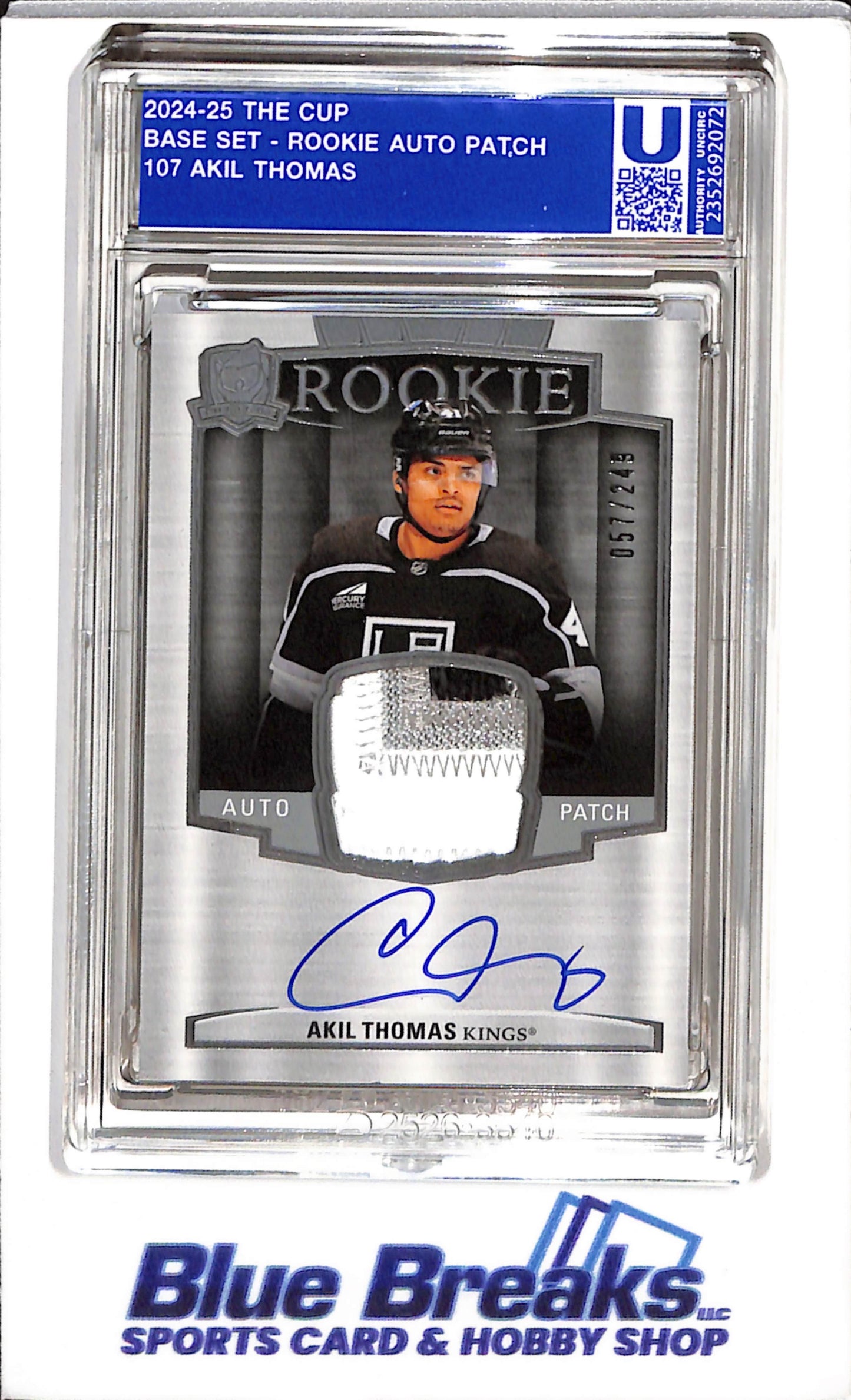 2024-25 Upper Deck - Rookie Auto Patch - The Cup - Base Set - Akil Thomas - 057/249 - #107 - Ice Hockey - Kings - drop
