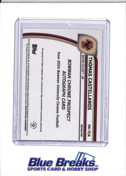 2024 Topps - Bowman University Chrome - 1st - Autograph Refractor - Thomas Castellanos - 108/299 - #PA-TCA - Football - Boston College - drop
