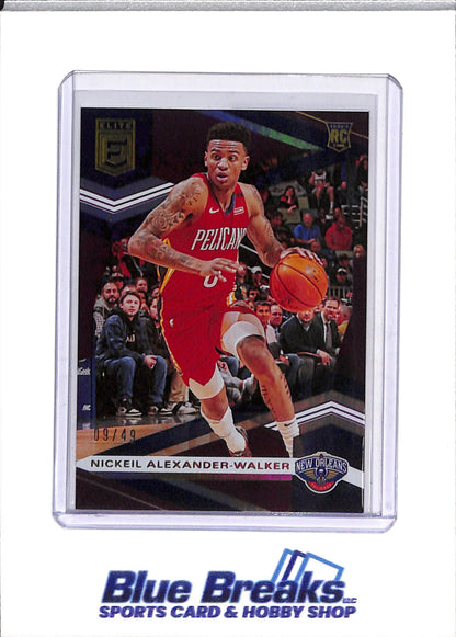 2019-20 Panini - Elite - Rookie Card - Purple Foil - Nickeil Alexander-Walker - 09/49 - #104 - Basketball - Pelicans - drop