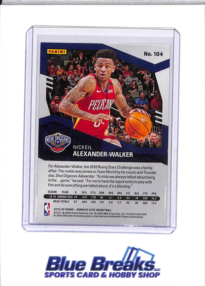 2019-20 Panini - Elite - Rookie Card - Purple Foil - Nickeil Alexander-Walker - 09/49 - #104 - Basketball - Pelicans - drop