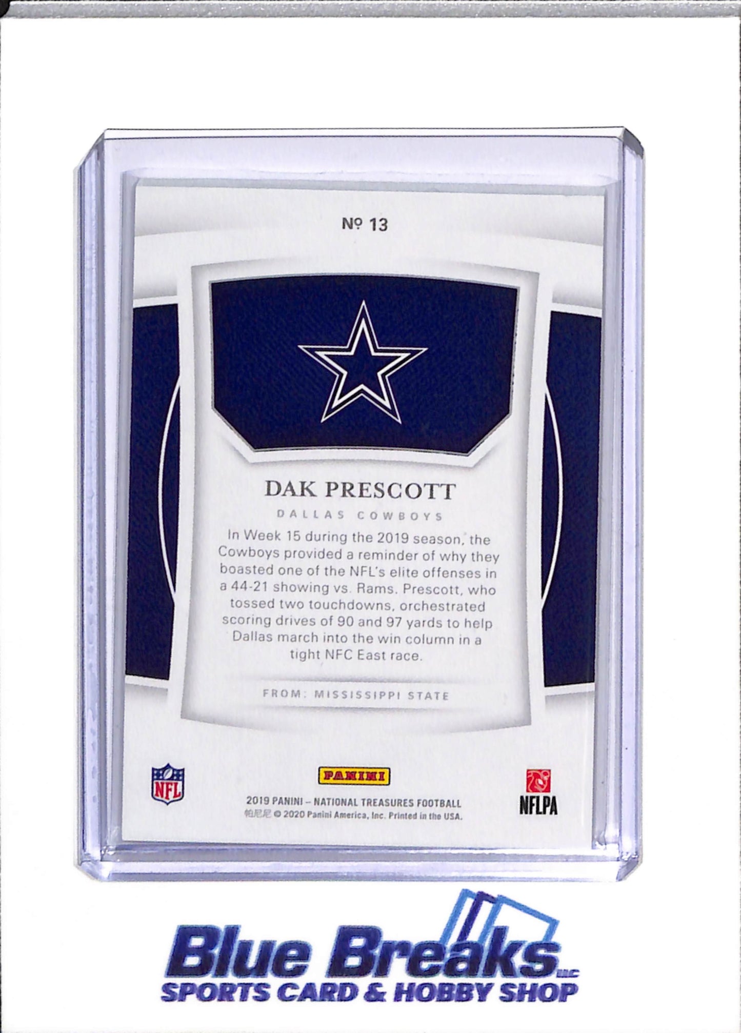 2019 Panini - National Treasures - Dak Prescott - 15/99 - #13 - Football - Cowboys - drop