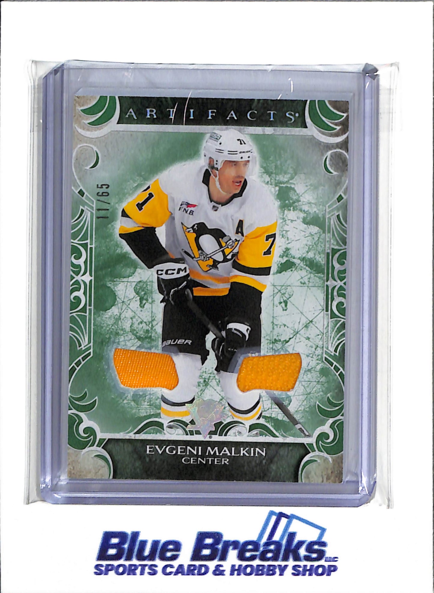 2024-25 Upper Deck - Artifacts - Green - Evgeni Malkin - 11/65 - #69 - Ice Hockey - Penguins - drop