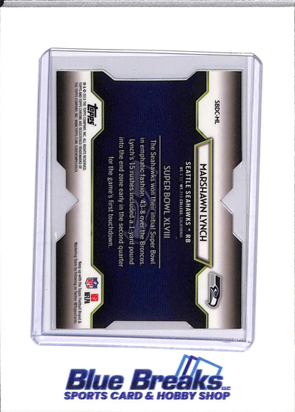 2015 Topps - Super Bowl - On the Fifty Silver Pulsar Die Cut - Marshawn Lynch - 21/50 - #SBC-ML - Football - Falcons - drop