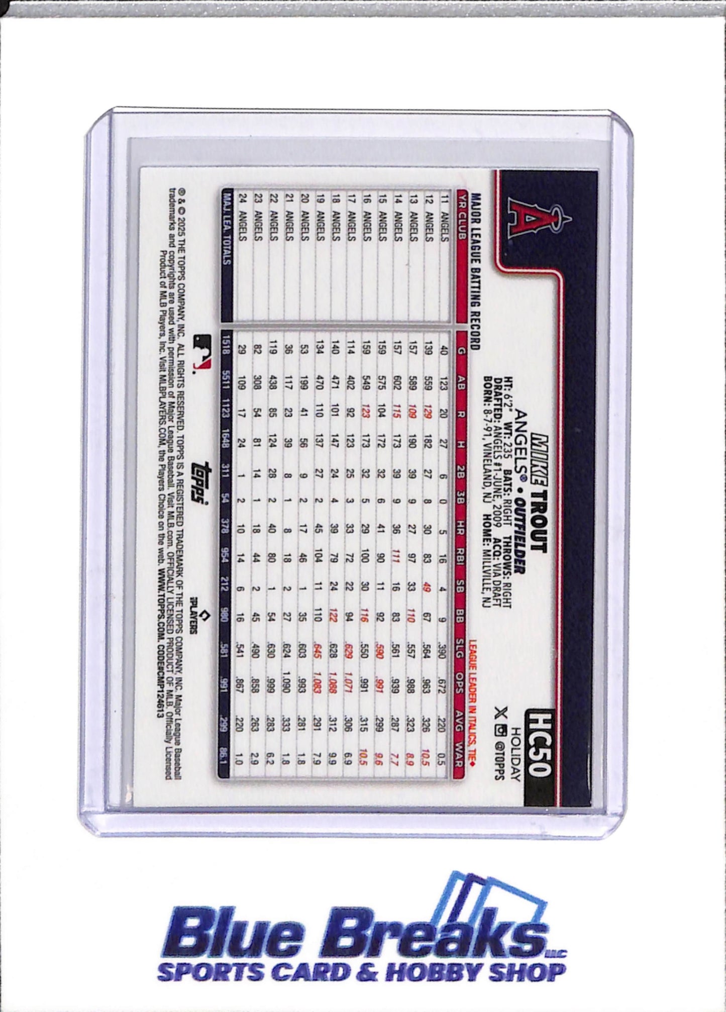2025 Topps - Chrome - Holiday Foil - Mike Trout - 409/499 - #HC50 - Baseball - Angels - drop