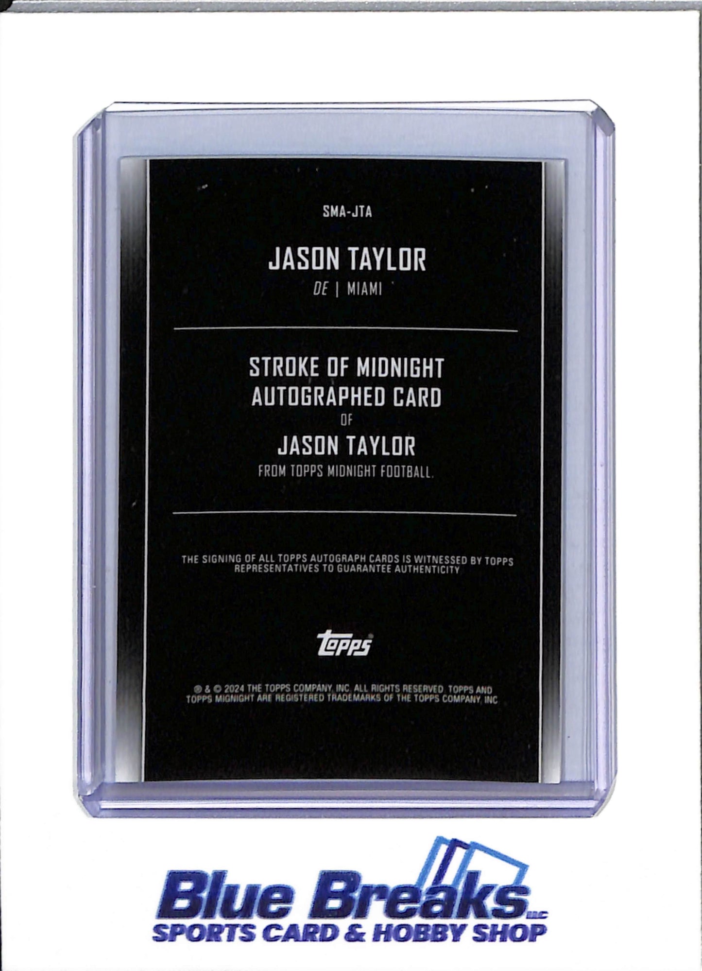 2024 Topps - Stroke of Midnight - Auto - Blue Foil - Jason Taylor - #SMA-JTA - Football - Dolphins - drop