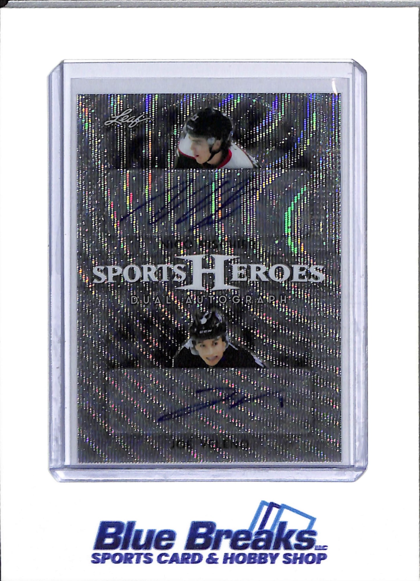 2017 Leaf - Sports Hero - Silve Wave Foil - Dual Autograph - Nico Hischier and Joe Veleno - 4/25 - #DA-11 - Ice Hockey - Devils and Canadiens - drop