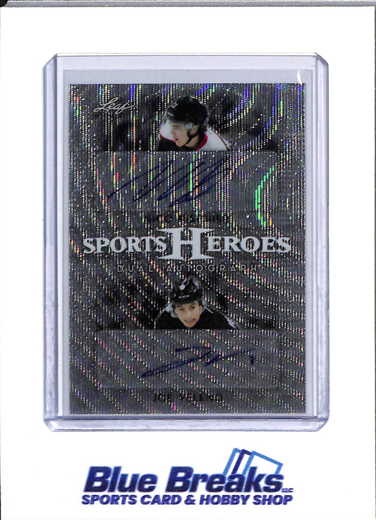 2017 Leaf - Sports Hero - Silve Wave Foil - Dual Autograph - Nico Hischier and Joe Veleno - 4/25 - #DA-11 - Ice Hockey - Devils and Canadiens