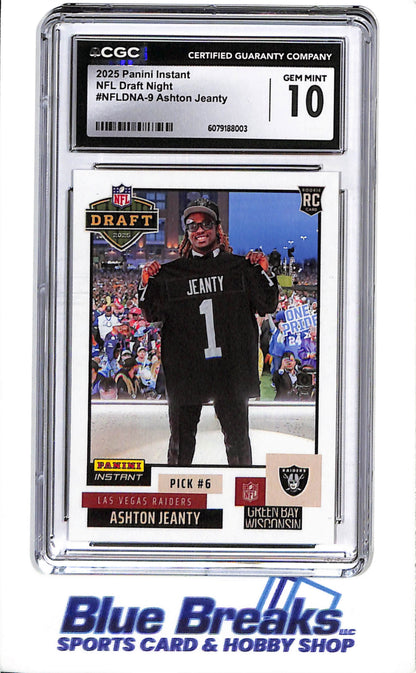 2025 Panini - Instant - 2025 Draft - Ashton Jeanty - CGC10 - 1/1000 - #NFLDNA-9 - Football - Raiders - drop