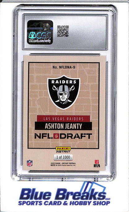 2025 Panini - Instant - 2025 Draft - Ashton Jeanty - CGC10 - 1/1000 - #NFLDNA-9 - Football - Raiders - drop