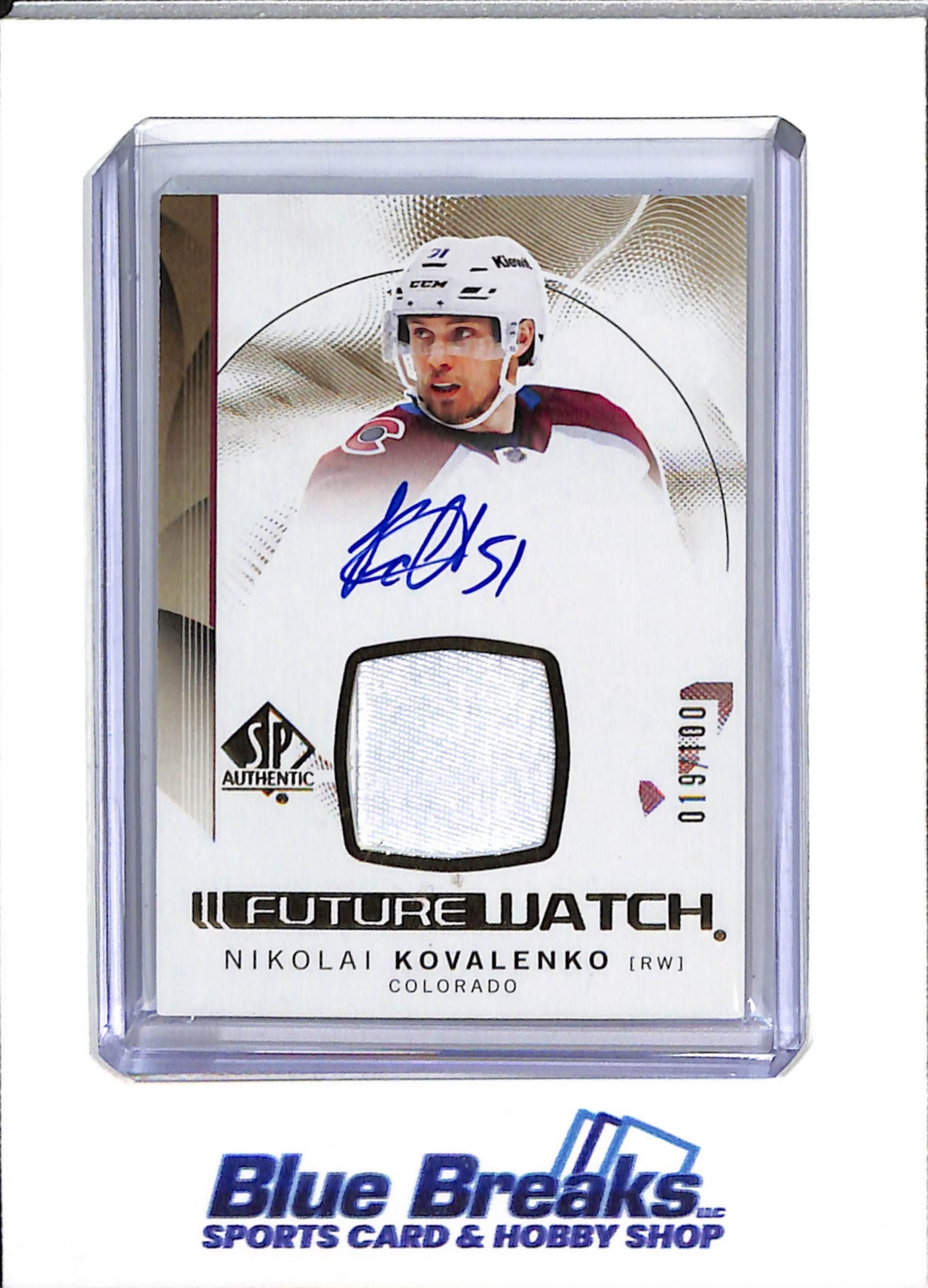 2024-25 Upper Deck - Future Watch - Auto Relic - Nikolai Kovalenko - 019/100 - #159 - Ice Hockey - Avalanche - drop