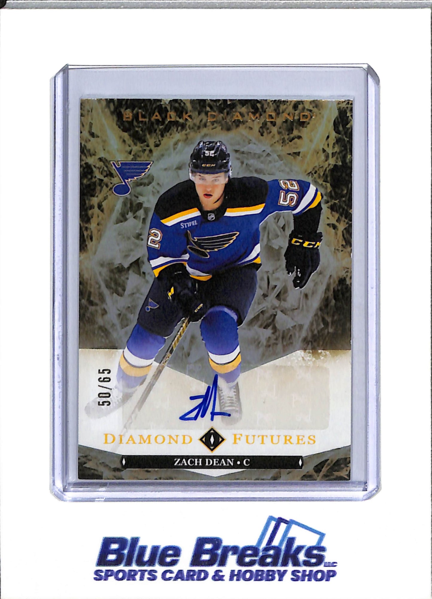2024-25 Upper Deck - Black Diamond - Diamond Futures - Auto - Gold/Black Foil - Zach Dean - 50/65 - #BDF-ZD - Ice Hockey - Thunderbirds - drop