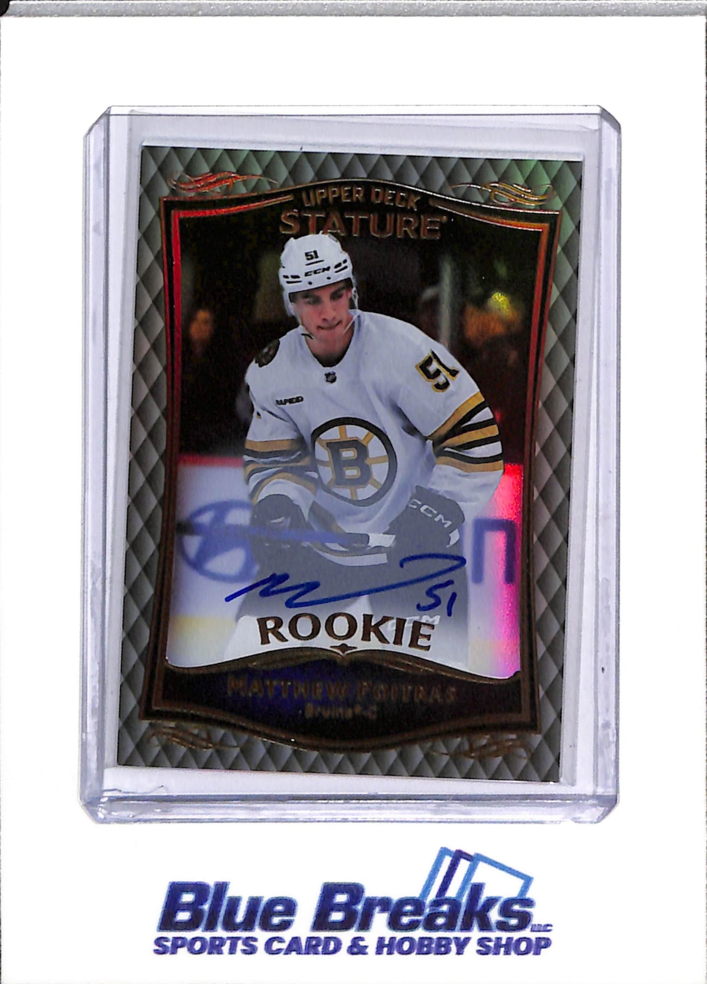 2023-24 Upper Deck - Stature Rookie - Auto - Matthew Poitras - #41 - Ice Hockey - Bruins - drop