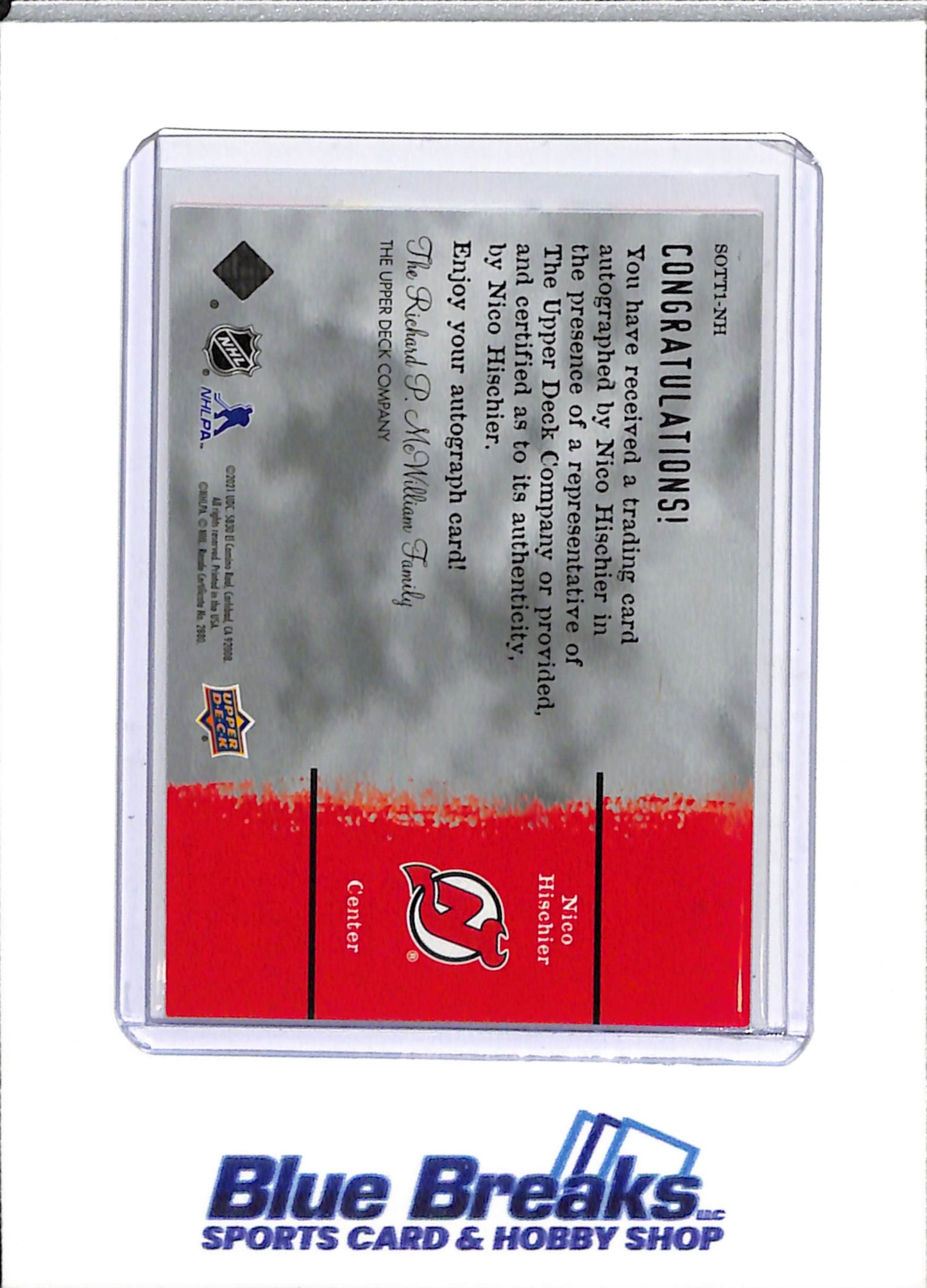 2021 Upper Deck - Sign of the Times - Auto - Nico Hischier - #SOTT1-NH - Ice Hockey - Devils - drop