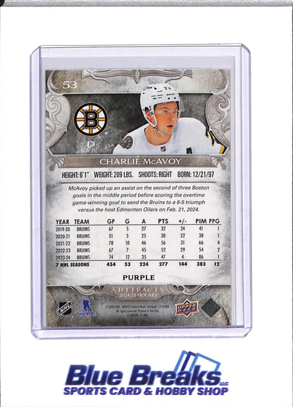2024 Upper Deck - Artifacts Purple - Charlie McAvoy - 11/25 - #53 - Ice Hockey - Bruins - drop