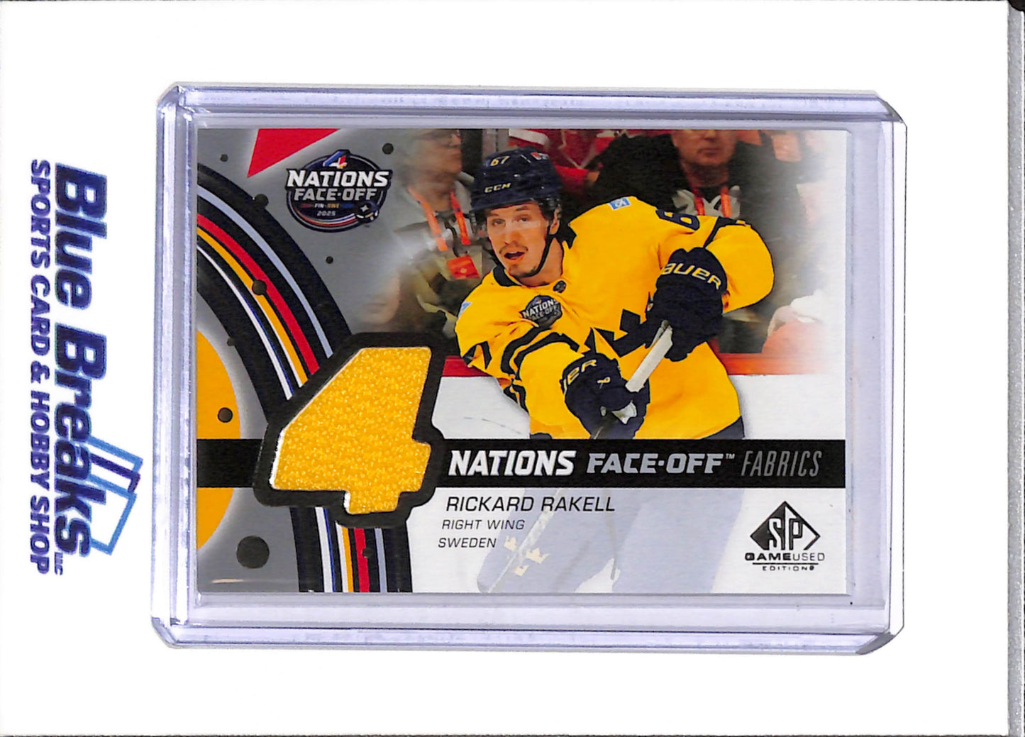 2025-26 Upper Deck - Nations Face Off Fabrics - Rickard Rakell - #4N-RR - Ice Hockey - Sweden - drop
