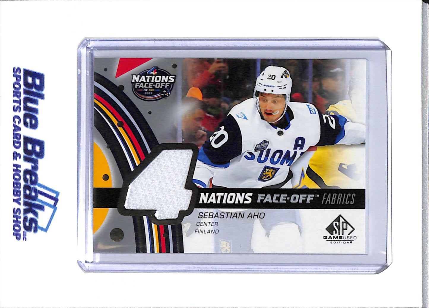 2025-26 Upper Deck - 4 Nations Face Off - Fabrics - Sebastian Aho - #4N-SE - Ice Hockey - Suomi - drop