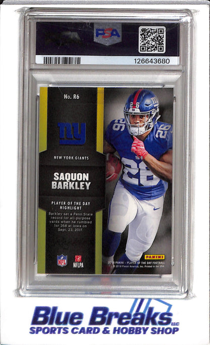 2018 Panini - Rookie Player of the Day - Saquon Barkley - PSA10 - #R6 - Football - Giants - drop