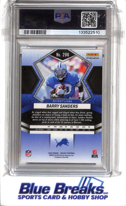 2022 Panini - Mosaic - Reactive Orange - Barry Sanders - PSA10 - #206 - Football - Lions - drop