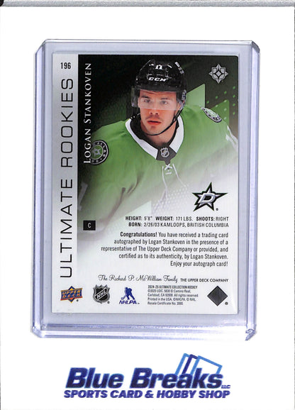 2024-25 Upper Deck - Ultimate Collection - Ultimate Rookies - Logan Stankoven - 99/99 - #196 - Ice Hockey - Stars - drop