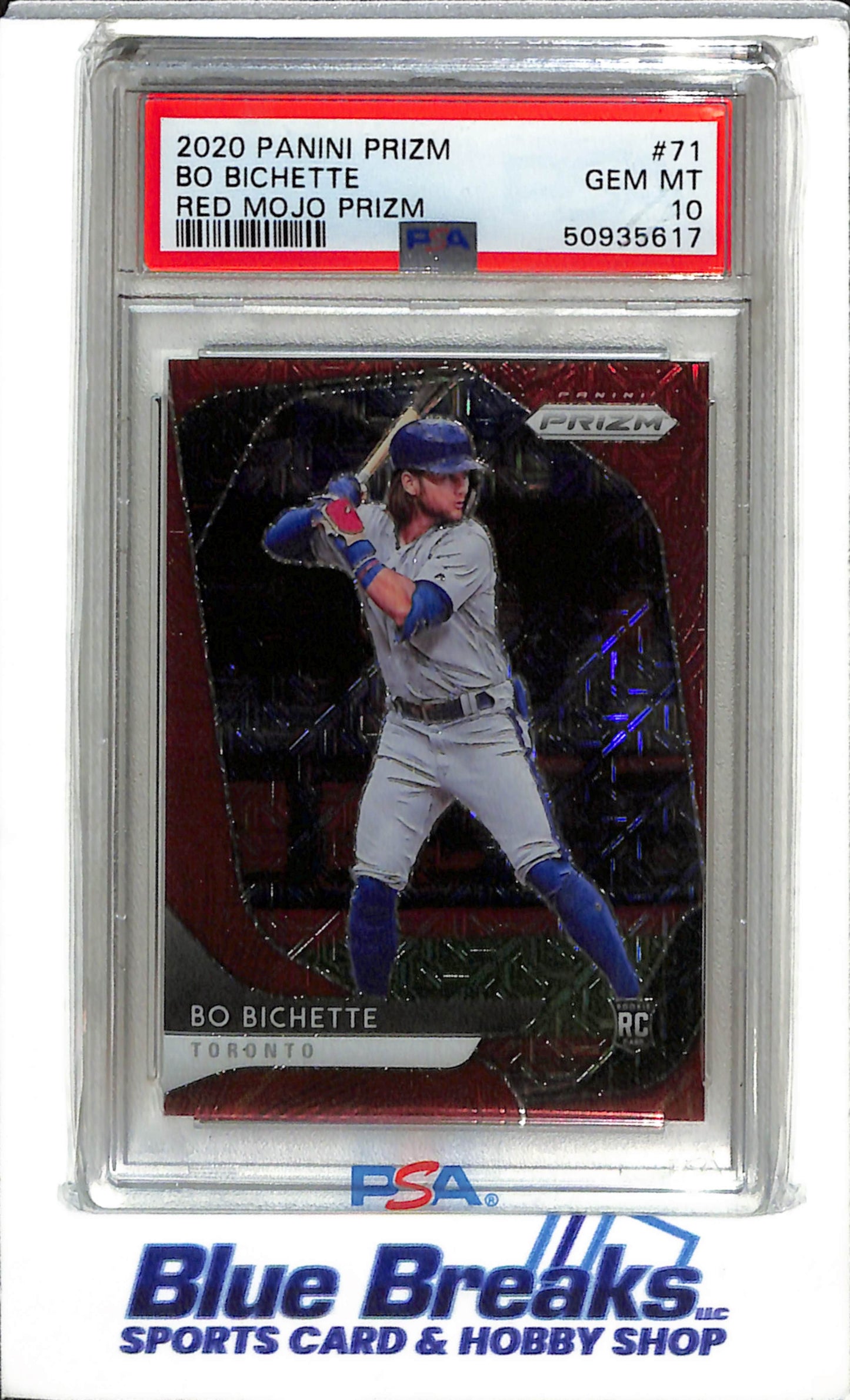 2020 Panini - Prizm - Rookie card - Red Mojo Prizm - Bo Bichette - PSA10 - 091/149 - #71 - Baseball - Blue Jays - drop