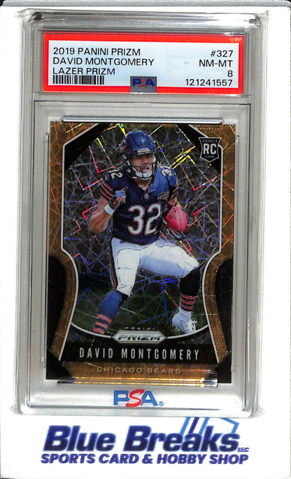 2019 Panini - Prizm - Lazer - Rookie Card - David Montgomery - PSA8 - #327 - Football - Bears - drop