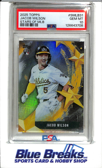 2025 Topps - Stars of MLB - Rookie Card - Jacob Wilson - PSA10 - #SMLB-31 - Baseball - Athletics - drop
