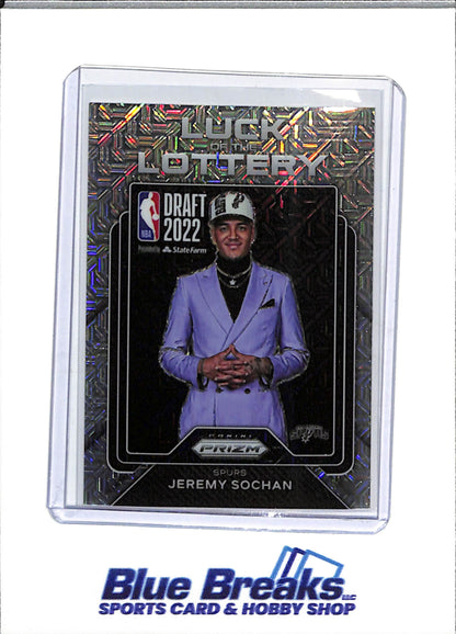 2022-23 Panini - Prizm - Luck Lottery - Silver Refractor - Jeremy Sochan - 05/25 - #4 - Basketball - Spurs - drop