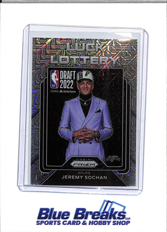 2022-23 Panini - Prizm - Luck Lottery - Silver Refractor - Jeremy Sochan - 05/25 - #4 - Basketball - Spurs
