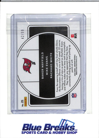 2024 Panini - Nucleus Obsidian - Foil - Baker Mayfield Mike Evans Rachaad White - 42/99 - #21 - Football - Buccaneers - drop