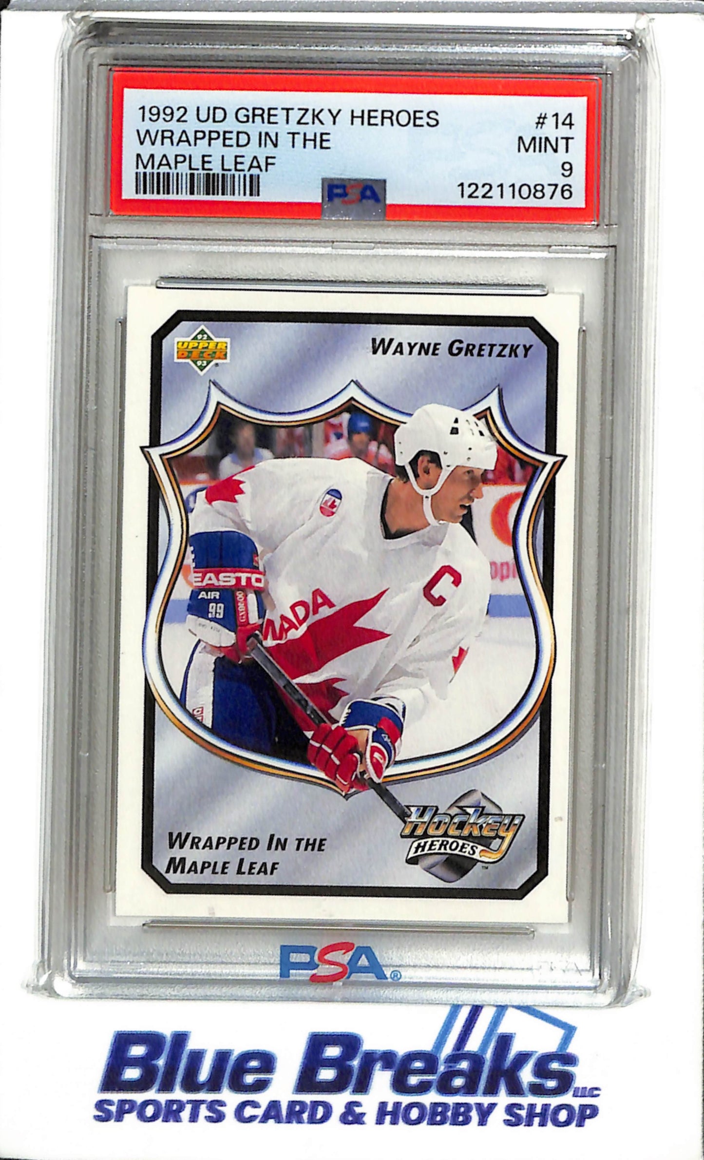 1992 Upper Deck - Hockey Heros - Wrapped in the Maple Leaf - Wayne Gretzky - PSA9 - #14 - Ice Hockey - Canada - drop