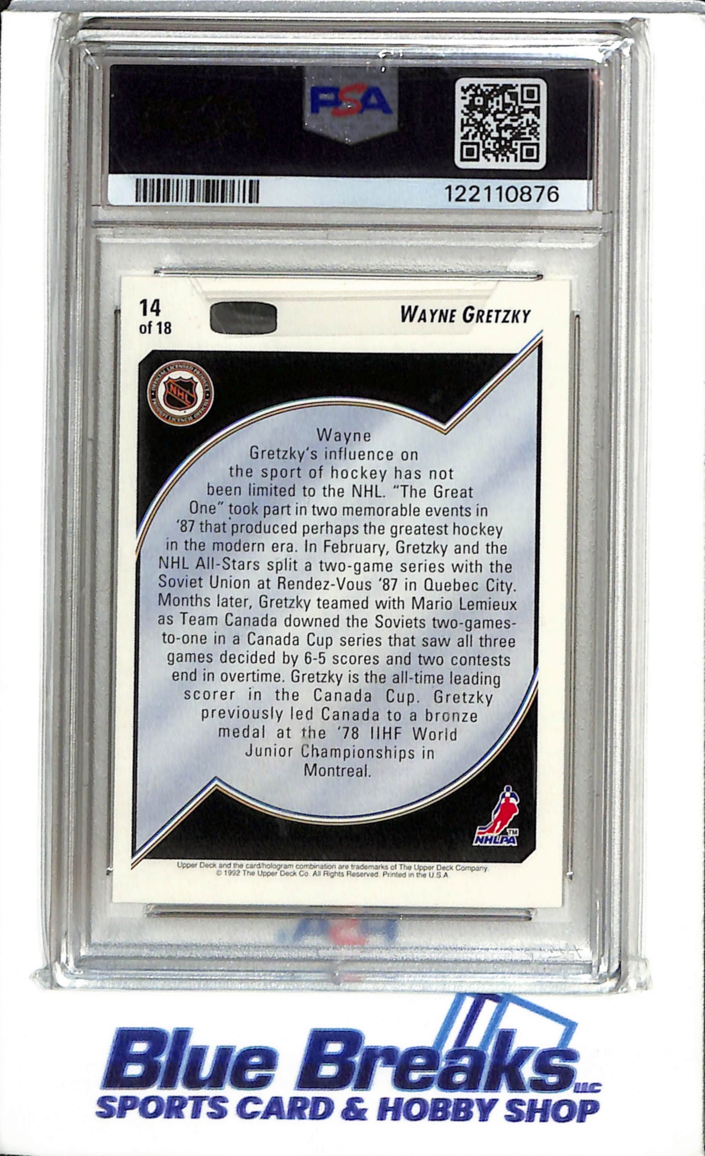 1992 Upper Deck - Hockey Heros - Wrapped in the Maple Leaf - Wayne Gretzky - PSA9 - #14 - Ice Hockey - Canada - drop