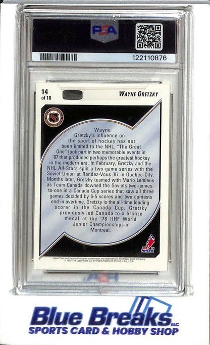 1992 Upper Deck - Hockey Heros - Wrapped in the Maple Leaf - Wayne Gretzky - PSA9 - #14 - Ice Hockey - Canada - drop