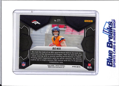2024 Panini - Prizm Mosaic - Rookie Card - NFL Debut - Yellow Geometric - Bo Nix - #271 - Football - Broncos - drop