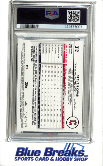 2024 Topps - Series One - Blue Foil - Steven Kwan - 754/999 - #312 - Baseball - Guardians - drop