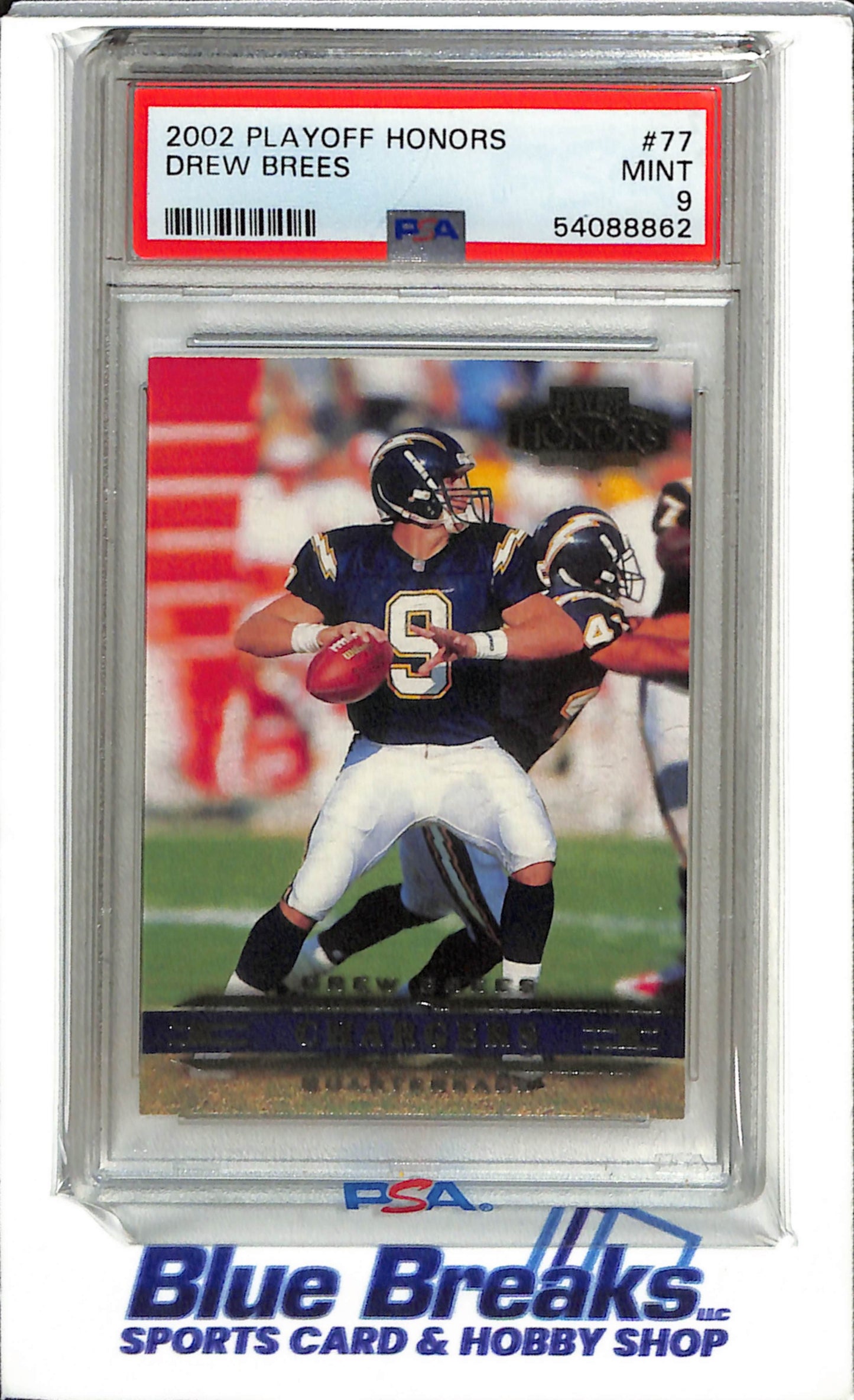 2002 Playoff - Honors - Drew Brees - PSA9 - #77 - Football - Chargers - drop