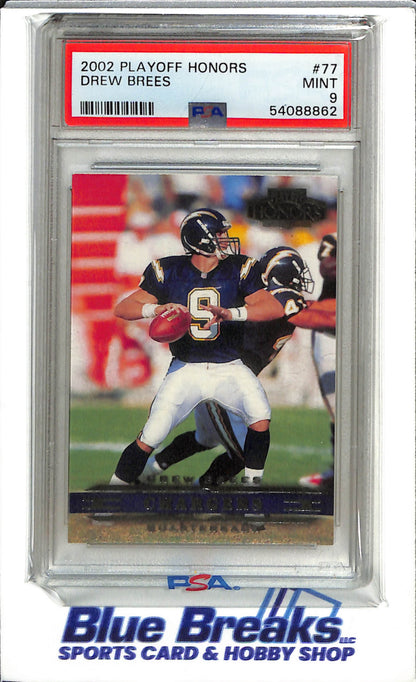 2002 Playoff - Honors - Drew Brees - PSA9 - #77 - Football - Chargers - drop
