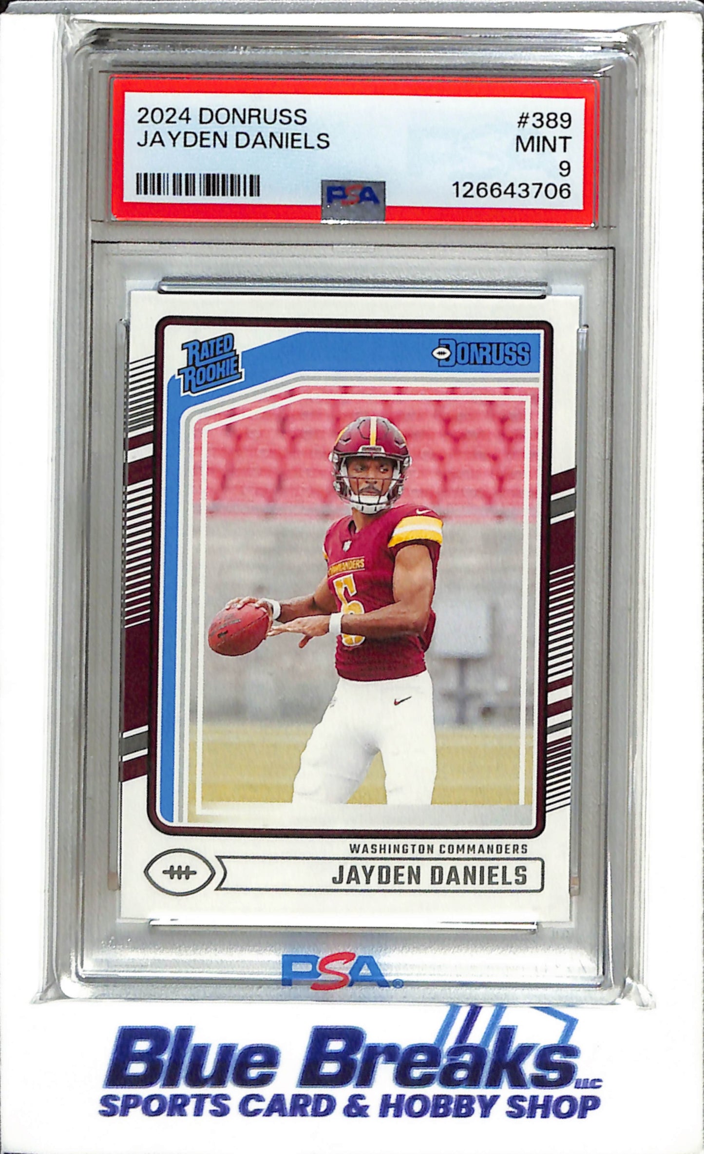 2024 Panini - Donruss - Rated Rookie - Jayden Daniels - PSA9 - #389 - Football - Commanders - drop