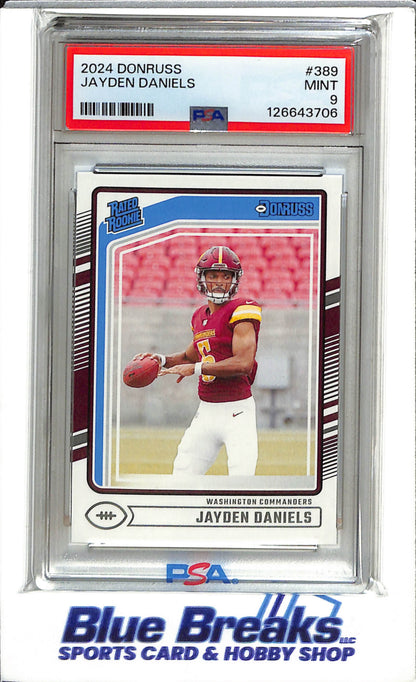 2024 Panini - Donruss - Rated Rookie - Jayden Daniels - PSA9 - #389 - Football - Commanders - drop