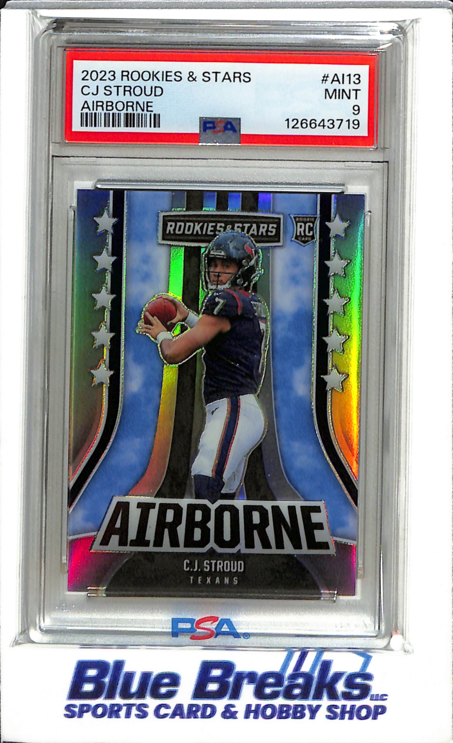 2023 Panini - Rookies & Stars - Airborne - CJ Stroud - PSA9 - #AI-13 - Football- Texans - drop