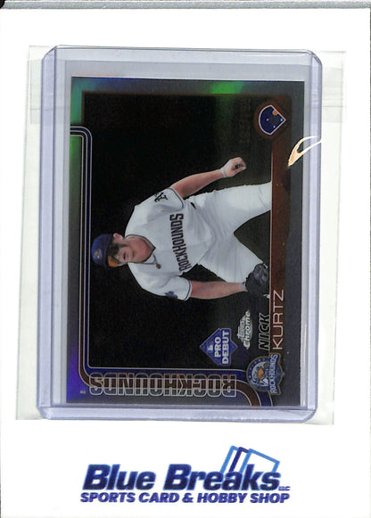 2025 Topps - Chrome - Pro Debut - Refractor - Nick Kurtz - 183/199 - #PDC-1 - Baseball - Rockhounds - Athletics - drop