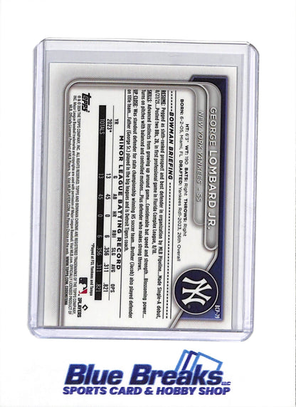 2024 Topps - Bowman Chrome - 1st - Silver Mojo Refractor - George Lombard Jr. - #BCP-79 - Baseball - Yankees - drop