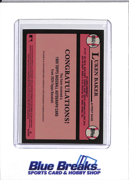 2024 Topps - 35 Anniversary - Auto -Lunken Baker - #89BA2-LB - Baseball - Cardinals - drop